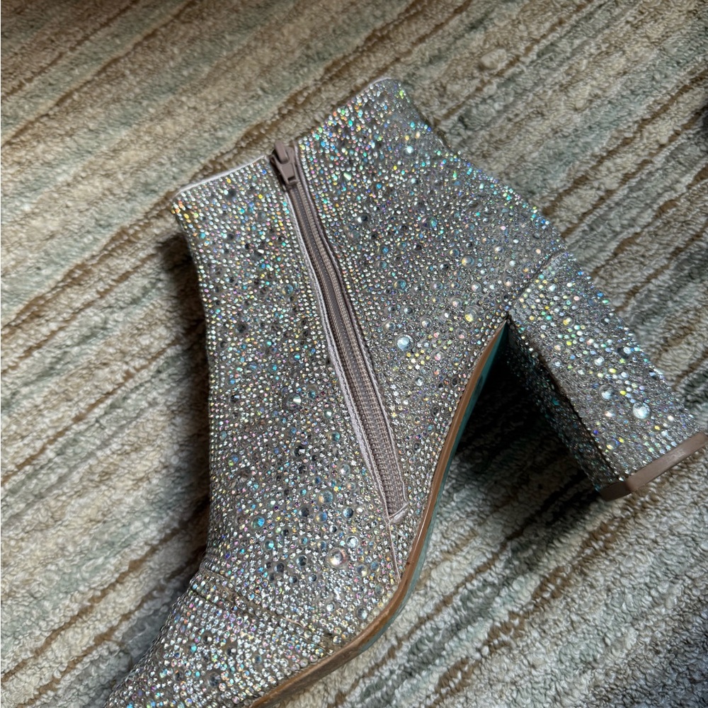 Betsey Johnson Glittering Silver Ankle Boots